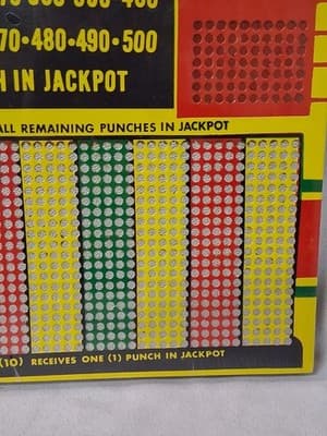 Vtg Punch Board Speedy Tens Gambling Trade Simulator Bar Decor SEALED 🎲💲🎰 - Thumbnail 4