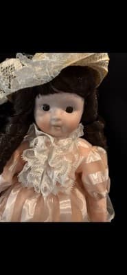 Vintage At Home With Classics Collector Series Porcelain Doll- Pretty Pink Dress - Thumbnail 2