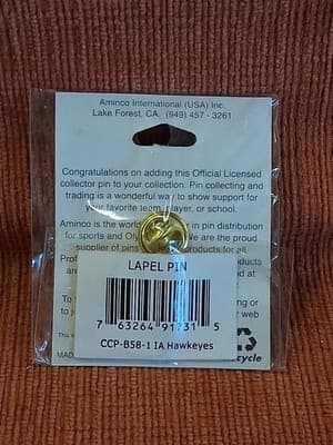 Aminco Iowa Hawkeyes Football Pin Collectible Souvenir Memorabilia Sealed - Thumbnail 2