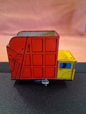 Vintage 1950’s Japan Small Tin Litho Garbage Truck Windup Tin Toy As Is - Thumbnail 3