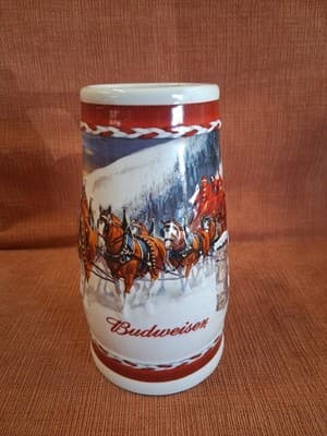 Budweiser Holiday Stein 2010 Dashing Through The Snow With Original Box - Thumbnail 6