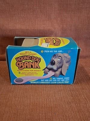 Vintage 1983 Mighty Hungry Hound Dog Coin Bank battery Op. Missing Battery Case - Thumbnail 13
