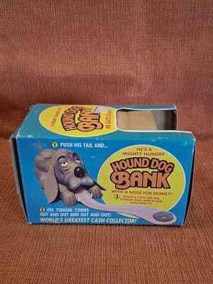 Vintage 1983 Mighty Hungry Hound Dog Coin Bank battery Op. Missing Battery Case - Thumbnail 15