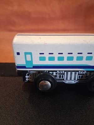Vintage Wooden Magnetic White Train Engine - Brio Imaginarium Thomas Compatable - Thumbnail 7