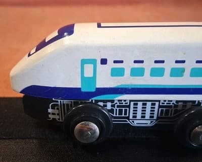 Vintage Wooden Magnetic White Train Engine - Brio Imaginarium Thomas Compatable - Thumbnail 3