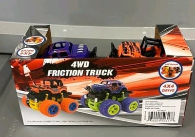 NIB Friction Monster Trucks Lot of 2 Purple Orange - Thumbnail 2