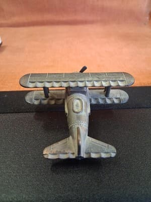Vintage Diecast Metal BI-PLANE Pencil Sharpener Both Wheels & Propeller Move 3x3 - Thumbnail 3