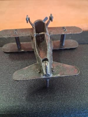 Vintage Diecast Metal BI-PLANE Pencil Sharpener Both Wheels & Propeller Move 3x3 - Thumbnail 10