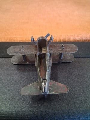 Vintage Diecast Metal BI-PLANE Pencil Sharpener Both Wheels & Propeller Move 3x3 - Thumbnail 9