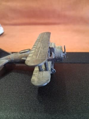 Vintage Diecast Metal BI-PLANE Pencil Sharpener Both Wheels & Propeller Move 3x3 - Thumbnail 2