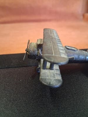 Vintage Diecast Metal BI-PLANE Pencil Sharpener Both Wheels & Propeller Move 3x3 - Thumbnail 5