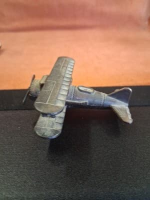 Vintage Diecast Metal BI-PLANE Pencil Sharpener Both Wheels & Propeller Move 3x3 - Thumbnail 4
