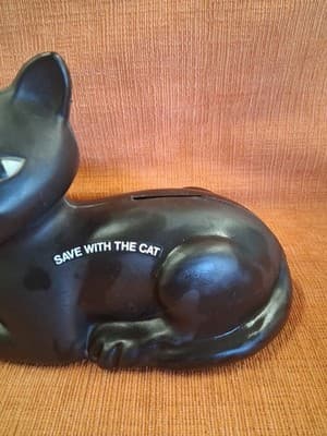 Union Carbide Black Cat Bank-Plastic 1981 Giveaway Promo "Save With The Cat" - Thumbnail 3