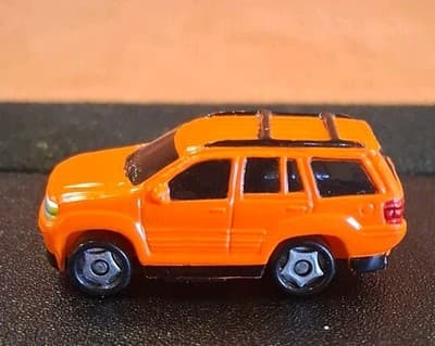 2003 Playmates Speedeez Jeep Grand Cherokee Micro Diecast SUV Orange - Thumbnail 4