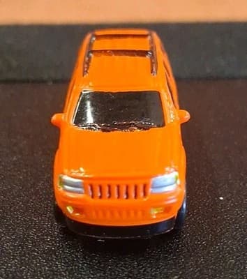 2003 Playmates Speedeez Jeep Grand Cherokee Micro Diecast SUV Orange - Thumbnail 3