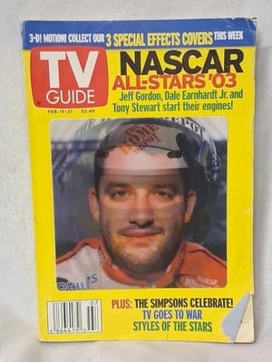 Tony Stewart Cover TV Guide Magazine Feb 15-21 2003 Hologram NASCAR All Stars