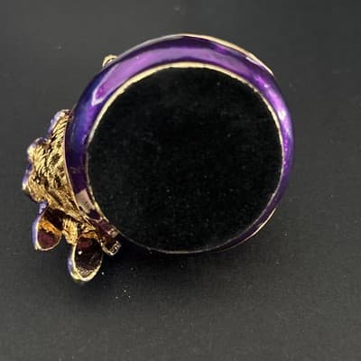 Jeweled Metal and Enamel Peacock Trinket Box~colorful~Magnetic Closure - Thumbnail 5