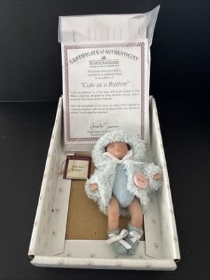 Ashton Drake Miniature Doll 4.5 in. "Cute as a Button" Original Box & COA