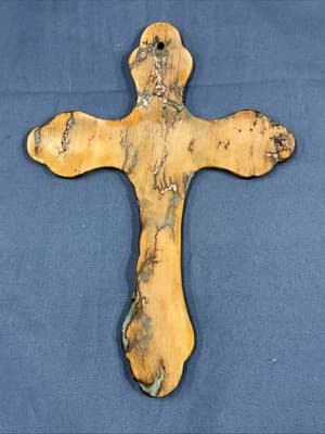 High Voltage Wood Art, Electrocuted Burned Wall Hangers Cross Shape - Thumbnail 2