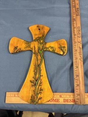 High Voltage Wood Art, Electrocuted Burned Wall Hangers Cross Shape - Thumbnail 3