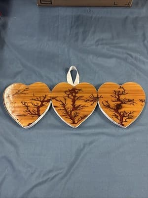 Ceder Wood High Voltage Wood Art, Electrocuted Burned Wall Hangers Heart Shape