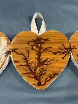 Ceder Wood High Voltage Wood Art, Electrocuted Burned Wall Hangers Heart Shape - Thumbnail 3