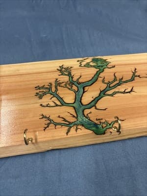 High Voltage Wood Art, Electrocuted Burned Wall Hangers Coat Or Key Holder - Thumbnail 2
