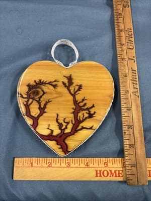 Ceder Wood High Voltage Wood Art, Electrocuted Burned Wall Hangers Heart Shape - Thumbnail 4