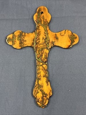 High Voltage Wood Art, Electrocuted Burned Wall Hangers Cross Shape