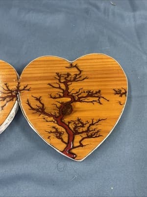 Ceder Wood High Voltage Wood Art, Electrocuted Burned Wall Hangers Heart Shape - Thumbnail 4