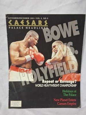 Rare Riddick Bowe vs. Evander Holyfield II Caesar's Palace Headlines Rare 1993