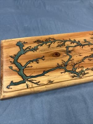 High Voltage Wood Art, Electrocuted Burned Wall Hangers Coat Or Key Holder - Thumbnail 2