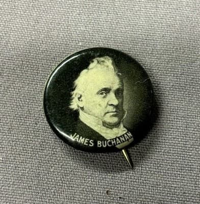 Vtg James Buchanan POLITICAL CAMPAIGN PIN BUTTON 1.25 Whitehead & Hoag 1900s