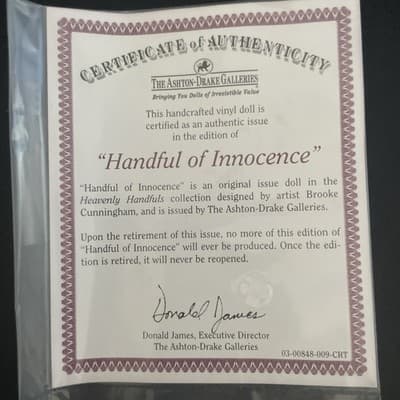 2008 Ashton Drake Handful of innocence Doll Heavenly Handfuls Collection 5" - Thumbnail 2
