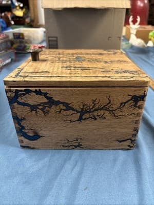 High Voltage Wood Art, Electrocuted Burned collectible, trinket box - Thumbnail 6