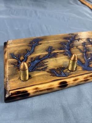 High Voltage Wood Art, Electrocuted Burned Wall Hangers Coat Or Key Holder - Thumbnail 2