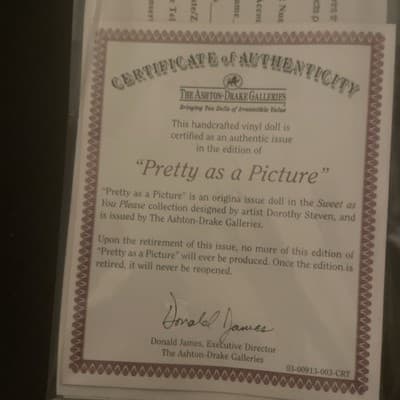 The Ashton-Drake Gallaries Pretty as a Picture Vinyl Newborn In Box With COA - Thumbnail 4