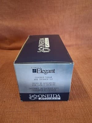 Oneida Simply Elegant Ariel Sugar & Creamer Set New open Box - Thumbnail 2