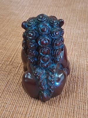 Feng Shui Pair of 2" Red Resin Fu Foo Dogs Guardian Lion Ying Yang Energy Set - Thumbnail 4