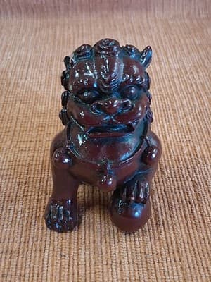 Feng Shui Pair of 2" Red Resin Fu Foo Dogs Guardian Lion Ying Yang Energy Set - Thumbnail 7