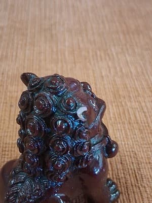 Feng Shui Pair of 2" Red Resin Fu Foo Dogs Guardian Lion Ying Yang Energy Set - Thumbnail 9