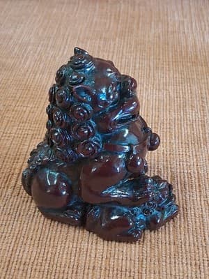 Feng Shui Pair of 2" Red Resin Fu Foo Dogs Guardian Lion Ying Yang Energy Set - Thumbnail 3