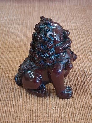 Feng Shui Pair of 2" Red Resin Fu Foo Dogs Guardian Lion Ying Yang Energy Set - Thumbnail 8