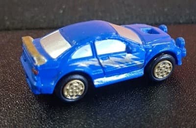 Small Hasbro Micro Machine Rally Car in Gold & Blue Rare - Thumbnail 2