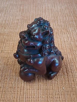 Feng Shui Pair of 2" Red Resin Fu Foo Dogs Guardian Lion Ying Yang Energy Set - Thumbnail 10