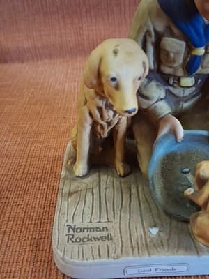 Lovely Good Friends Boy Scout Norman Rockwell Ceramic Figurine (Missing 1 Dog) - Thumbnail 5
