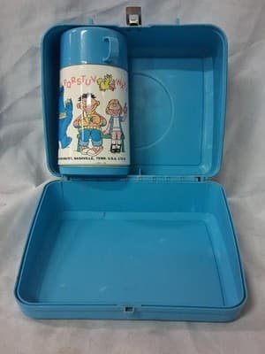Vtg Blue Sesame Street Lunch Box Complete with Thermos - Thumbnail 12