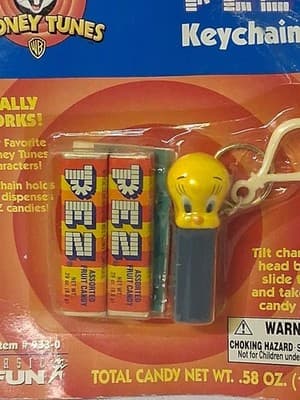 Vintage PEZ Candy Dispenser Keychain Tweety Looney Tunes NEW NOS - Thumbnail 2