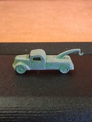 Tootsie Toy Cracker Jack Prize Metal Green Tow Truck - Thumbnail 5
