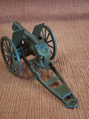 Vintage Metal Toy Artillery Cannon Green Collectible Boys & Girls - Thumbnail 3